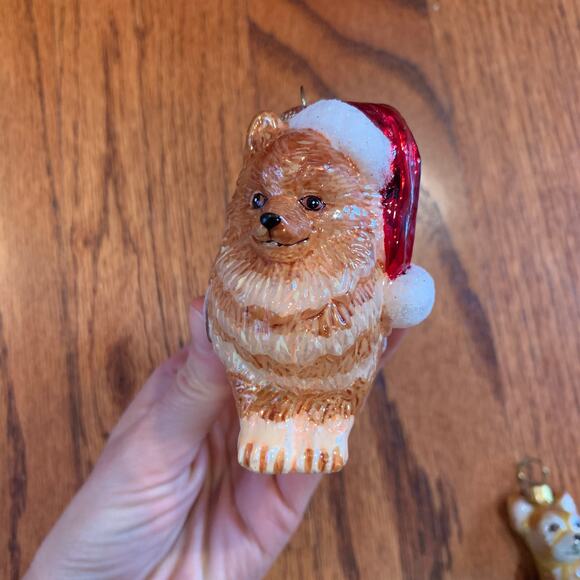 Kurt Adler Noble Gems Pomeranian Glass Christmas Ornament | 3.5" L x 3" H - Picture 3 of 5